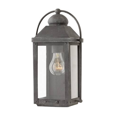 Hinkley Anchorage Collection One Light 5W Med. LED Outdoor Small Wall Mount Lantern, Aged Zinc