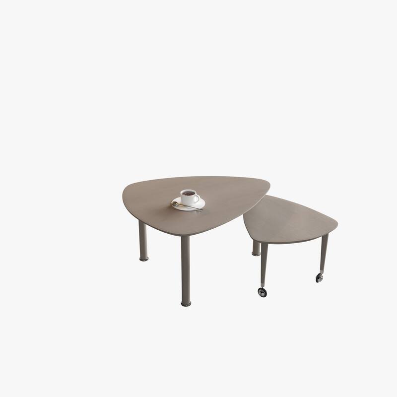 GDFStudio - Vesper 360 Degree Rotatable Nesting Coffee Table with Solid Rubberwood Legs