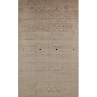 Little Animals Design Gabbeh Oriental Area Rug Handmade Wool Carpet - 6'6"x 9'9"