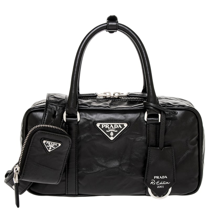 Prada Re-Edition 2001 Leather Shoulder Bag - Black