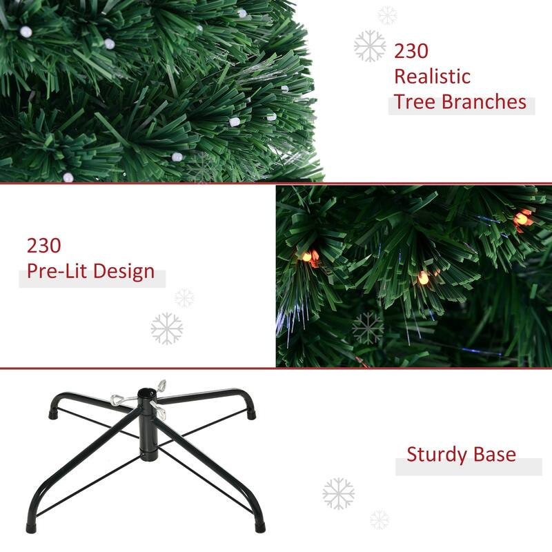 HOMCOM 6 ft. Prelit Artificial Christmas Tree with Stand, Colored Christmas Tree