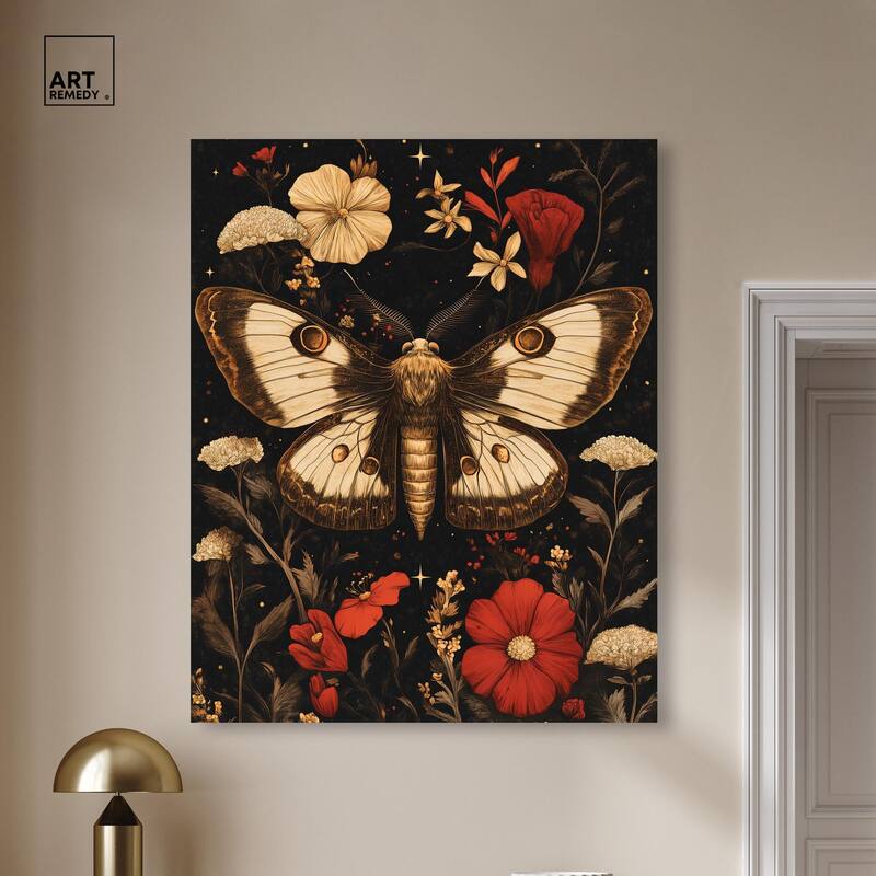 Flying Moth Canvas by Art Remedy, Gallery Wrapped