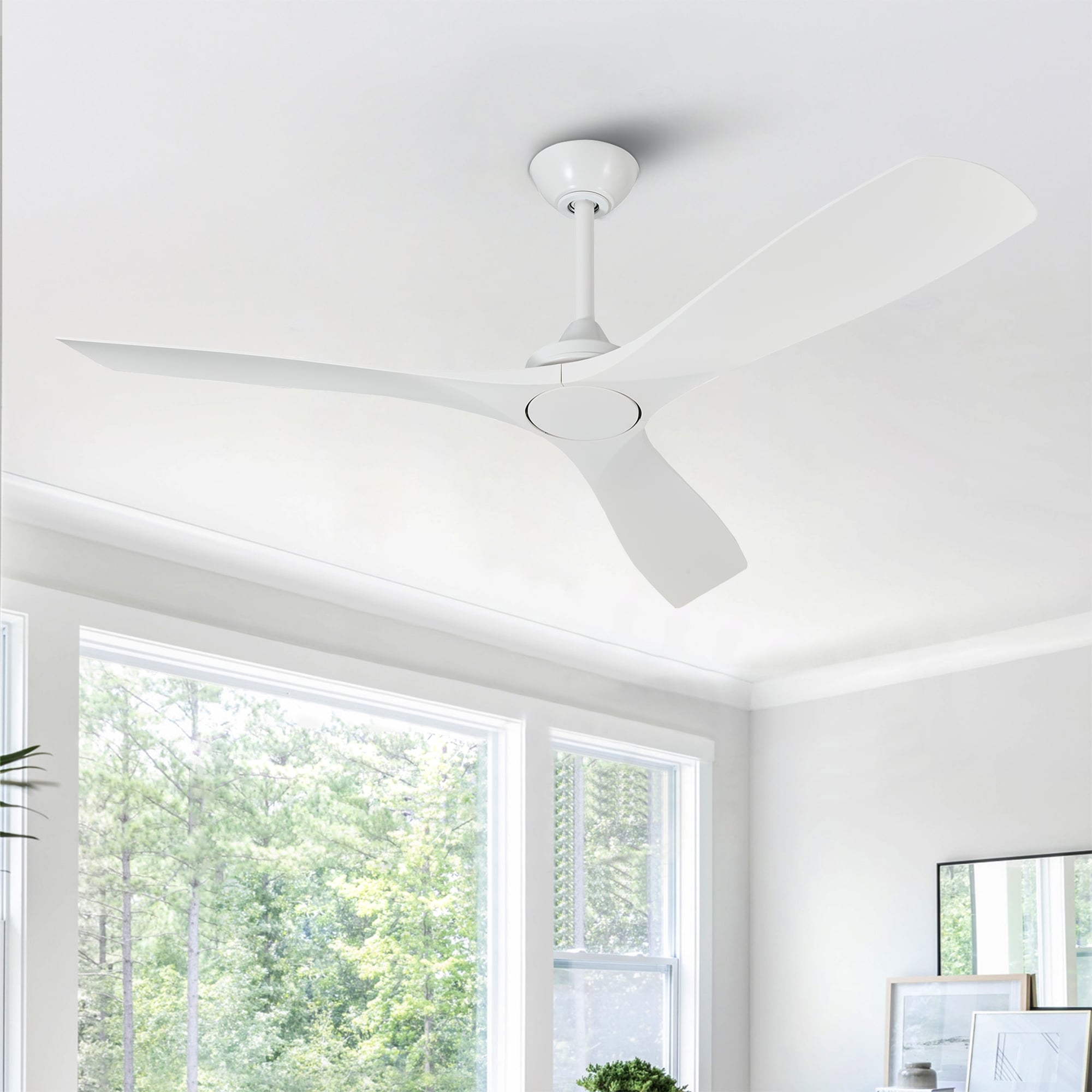 Parrot Uncle 52" Matte White ABS Indoor Outdoor Modern Ceiling Fan with Remote and 6-Speed DC Motor