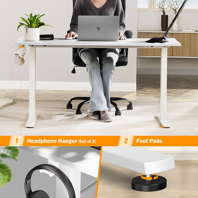 Electric Standing Desk - Adjustable Height Computer Workstation with Memory Settings for Home Office, Gaming & Study