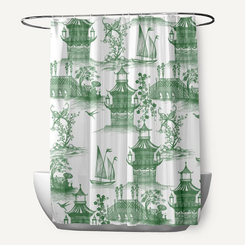China Old Shower Curtain - Green