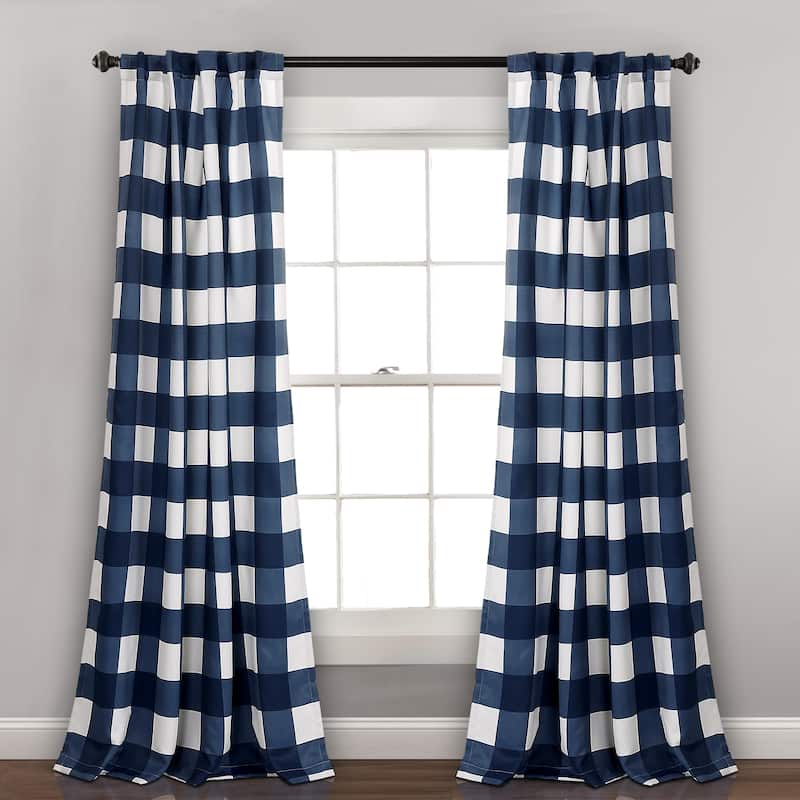 Lush Decor Kelly Checker Room Darkening Window Curtain Panel Pair