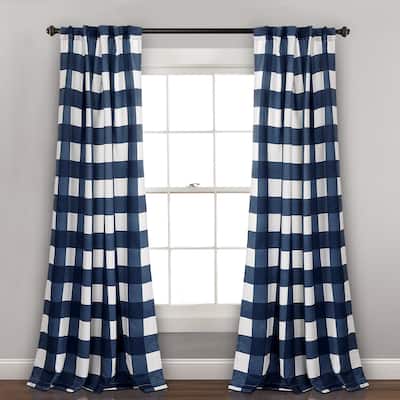 Lush Decor Kelly Checker Room Darkening Window Curtain Panel Pair