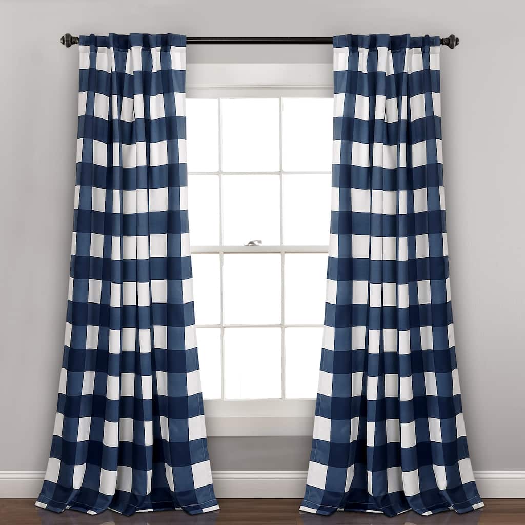 Lush Decor Kelly Checker Room Darkening Window Curtain Panel Pair
