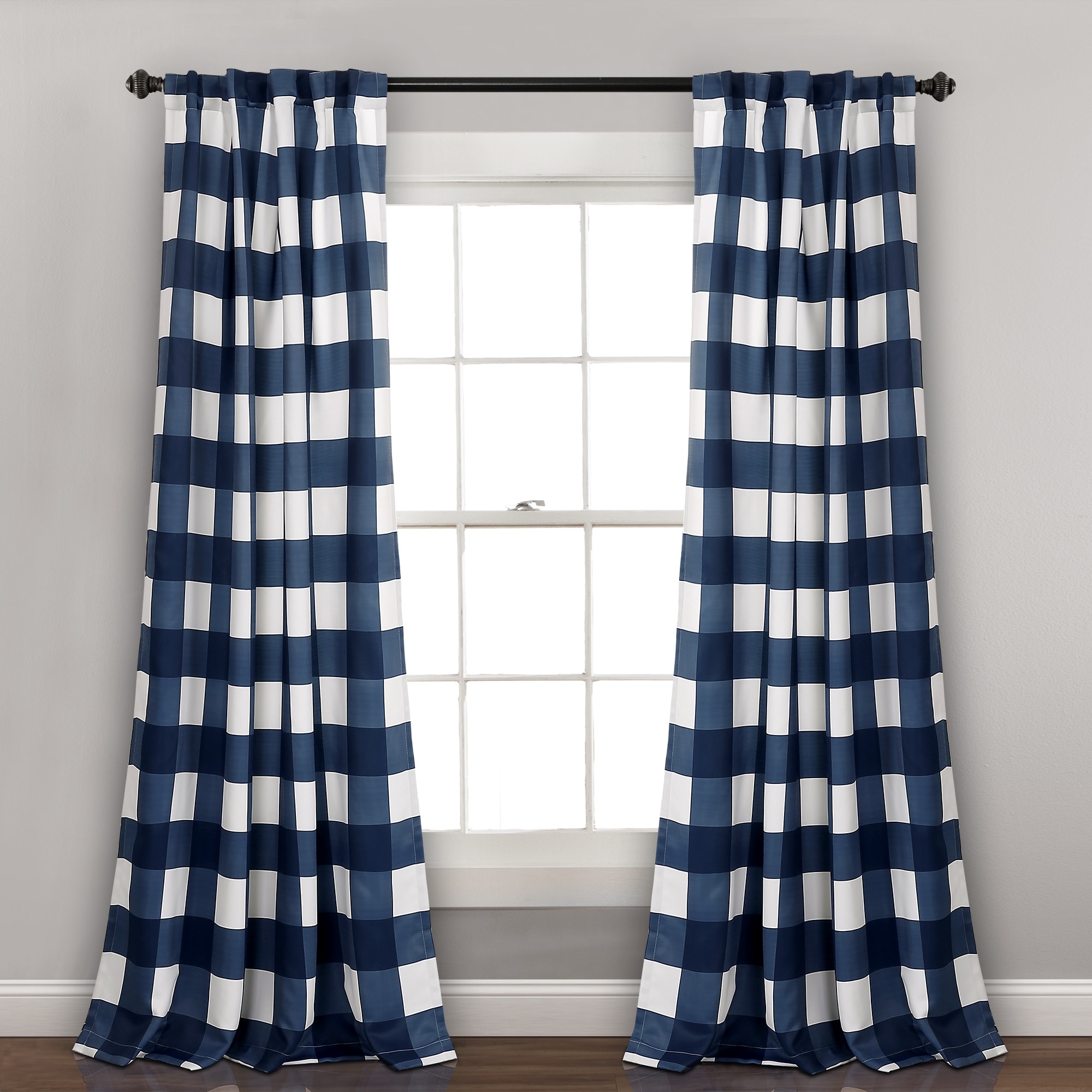 Lush Decor Kelly Checker Room Darkening Window Curtain Panel Pair