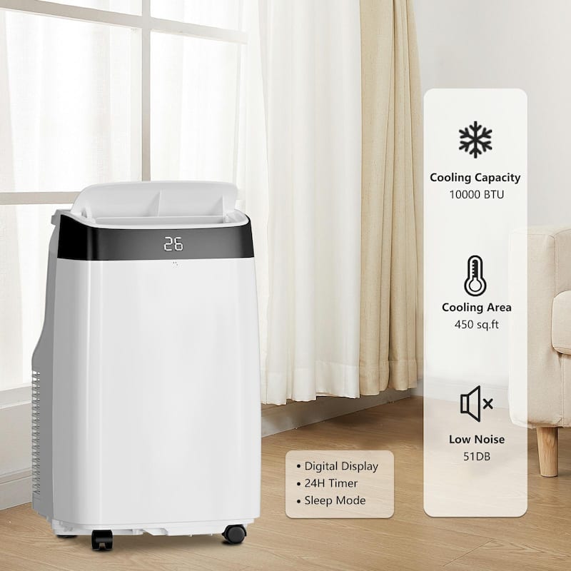 10,000 Btus Portable Air Conditioner Cools up to 450 Sq. Ft - N/A