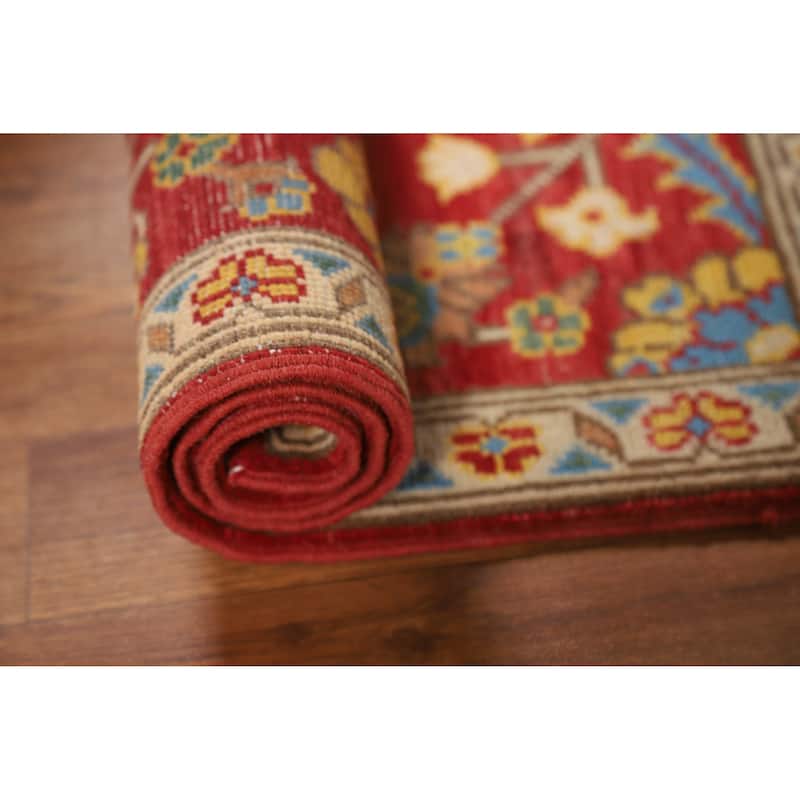 Red Floral Kazak Oriental Foyer Rug Handmade Traditional Wool Carpet - 2'0" x 3'0"