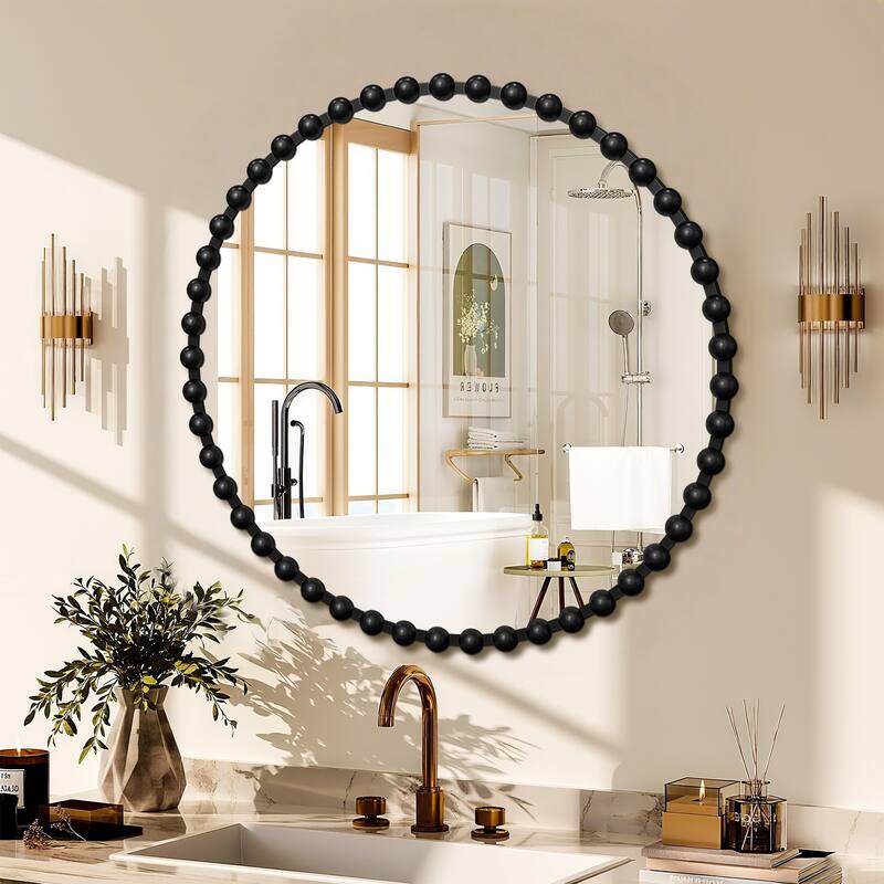 Iron Bead Wall Mirror to Enhance the Overall Otyle - 36X36 - Black
