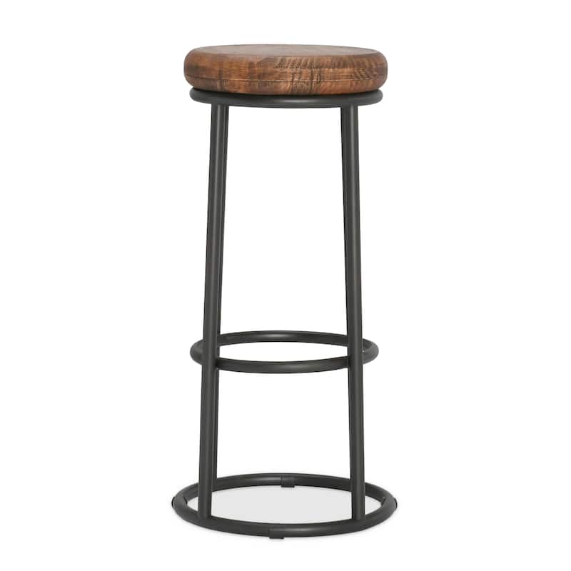 Carbon Loft Horseshoe Reclaimed Wood and Iron Stool