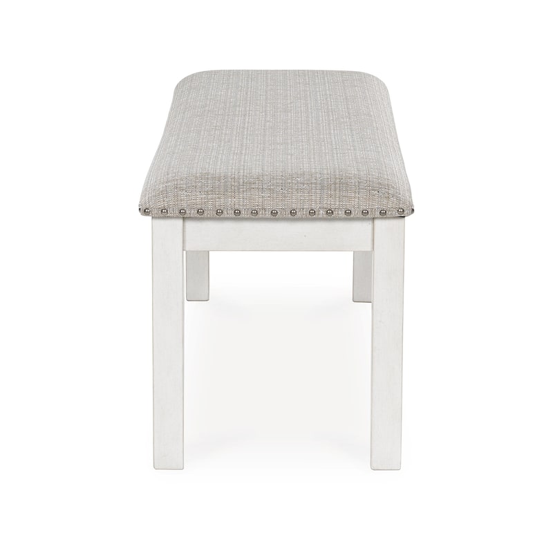 Signature Design by Ashley Robbinsdale Antique White/Gray Large Upholstered Dining Bench - 48.75" W x 17.25" D x 19.25" H