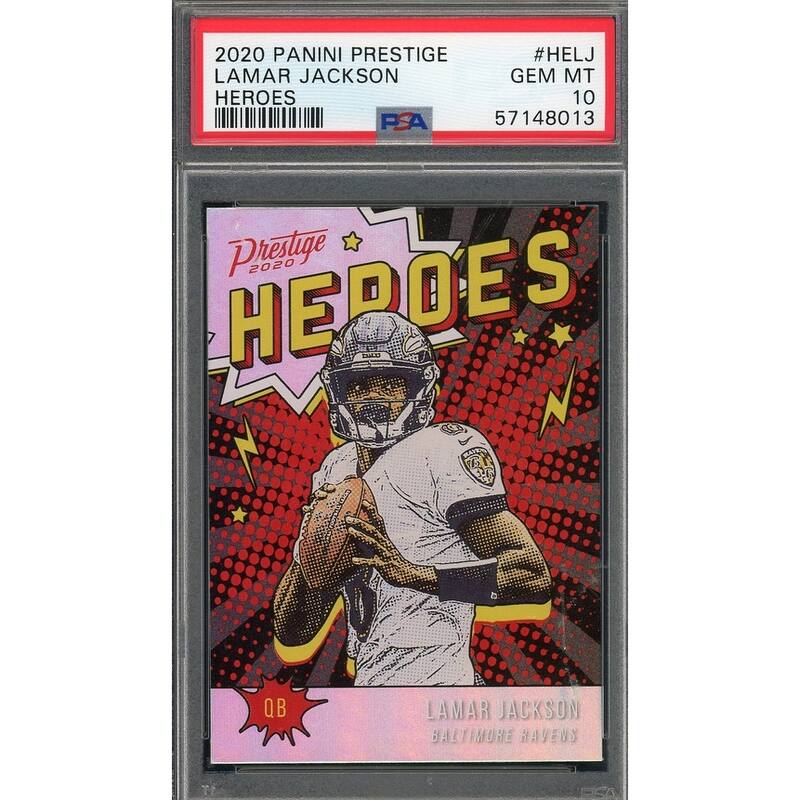 Lamar Jackson 2020 Panini Prestige Heroes Football Card #HELJ Graded PSA 10 - 8'6" x 11'6"