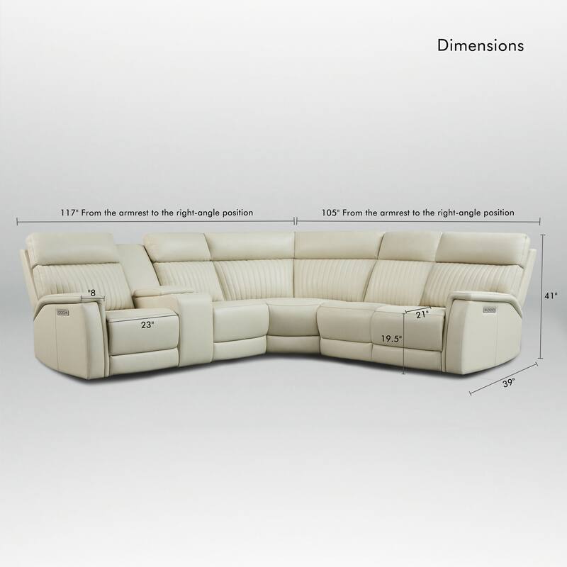 6PCS, 3 power Recliners, Leather Reclining Sectional with Power headrest & lumbar, USB & USB-C Ports