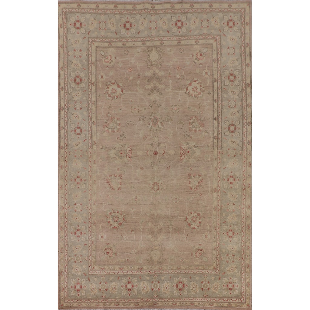 Earth Tone Oushak Oriental Area Rug Hand-Knotted Wool Carpet - 6'9" x 9'10"