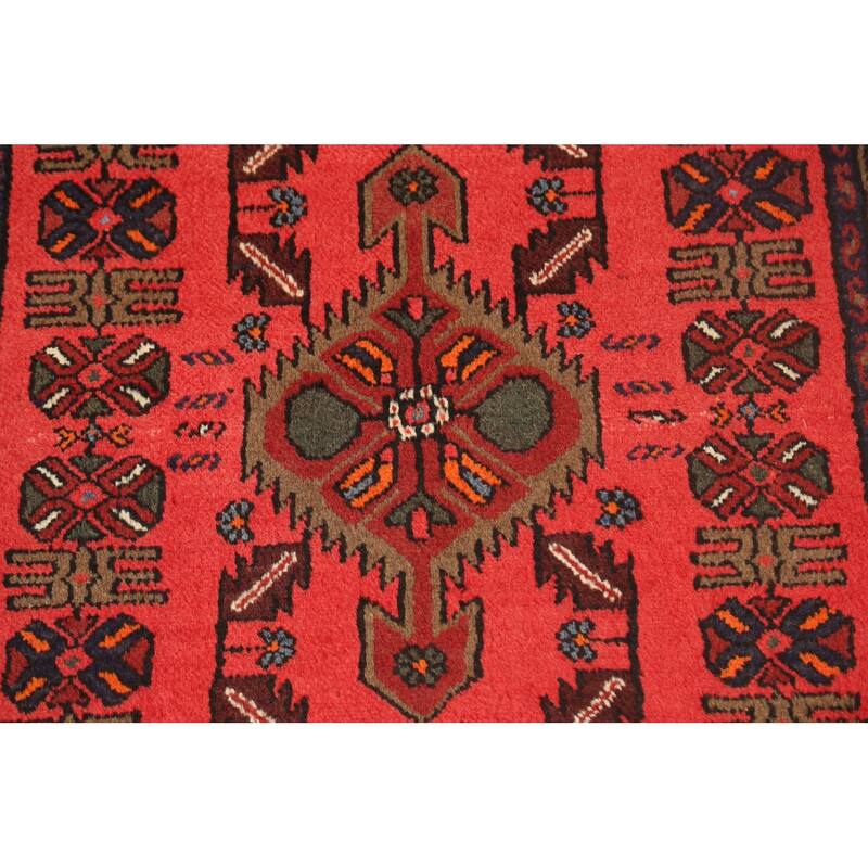 Tribal Geometric Hamedan Persian Area Rug Hand-knotted Wool Carpet - 3'3" x 4'10"