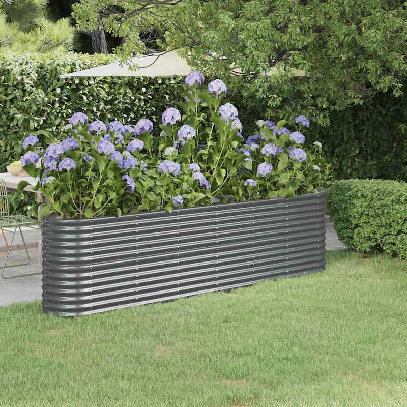 vidaXL Garden Raised Bed Patio Outdoor Raised Planter Box Powder-coated Steel - 102.4"x15.7"x26.8" - Anthracite