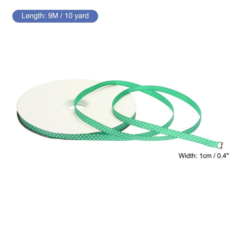 Grosgrain Ribbons with Dots Ribbon Bow Decoration - Forest Green - 100 Yards 3/8 Inch