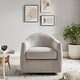 preview thumbnail 2 of 11, 33" Swivel Barrel Chair with Removable Cushion in Teddy Fleece Upholstery Beige