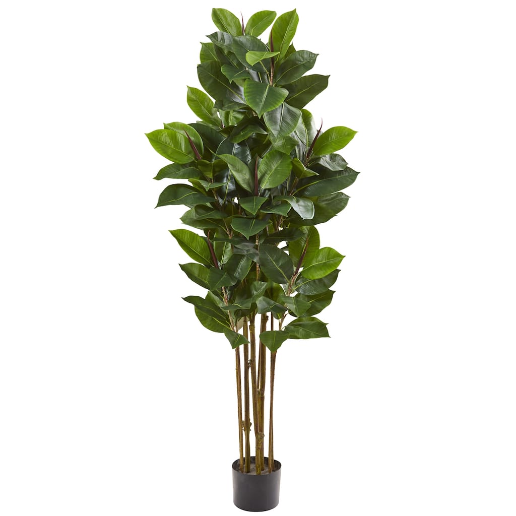 Artificial Rubber Tree 58 Inch Indoor Plant, Green Foliage Decor, Realistic Faux Tree for Home Office Living Room - 51-60 Inches