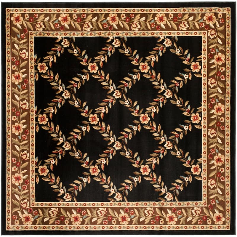 SAFAVIEH Lyndhurst Arenda Traditional Oriental Trellis Rug - 6'7" Square - Black/Brown