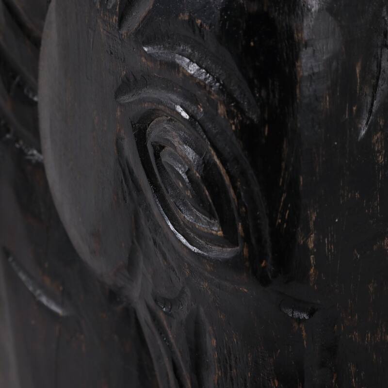Mango Wood Trojan Horse Head Sculpture Rustic Finish - 16" Black - 9.5" x 4" x 16"