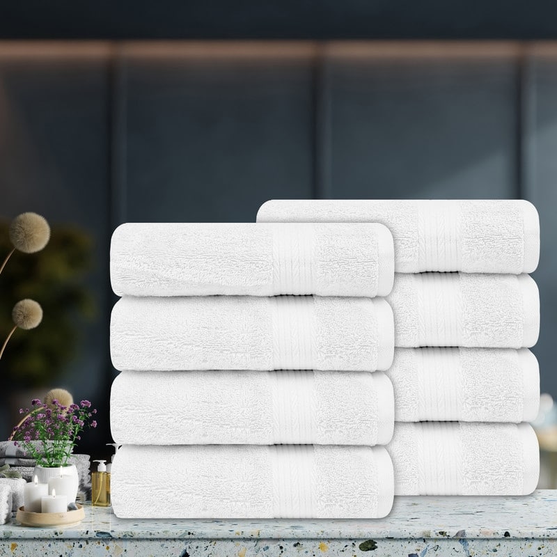 Hand Towels for Bathroom 18x28 Inch 600 GSM by Ample Decor - 8 Pcs