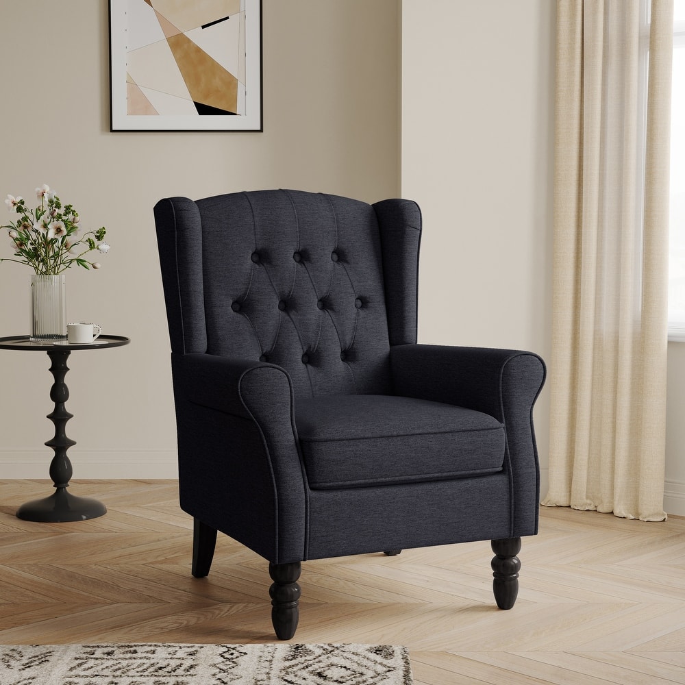 Button-Tufted Accent Chair Wingback Armchair - 38"H