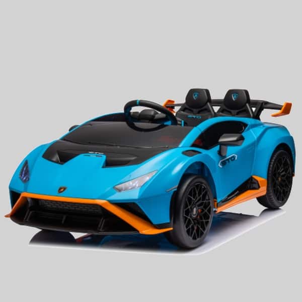 slide 1 of 1, 24V Lamborghini Huracan Kids Drift Car with Dual Motors, Bluetooth, LED Lights, and Drifting, for Ages 3-8 Blue