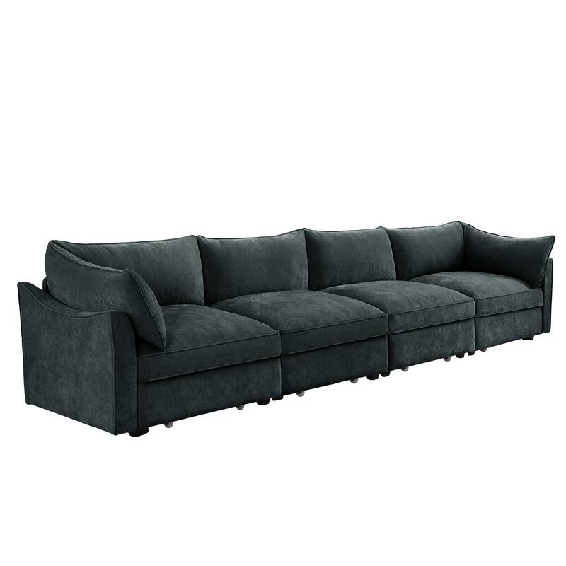 Super Large Wide & Deep Seat 4-Seater Sofa Couch with Storage Pull Out Drawer Under Each Seat