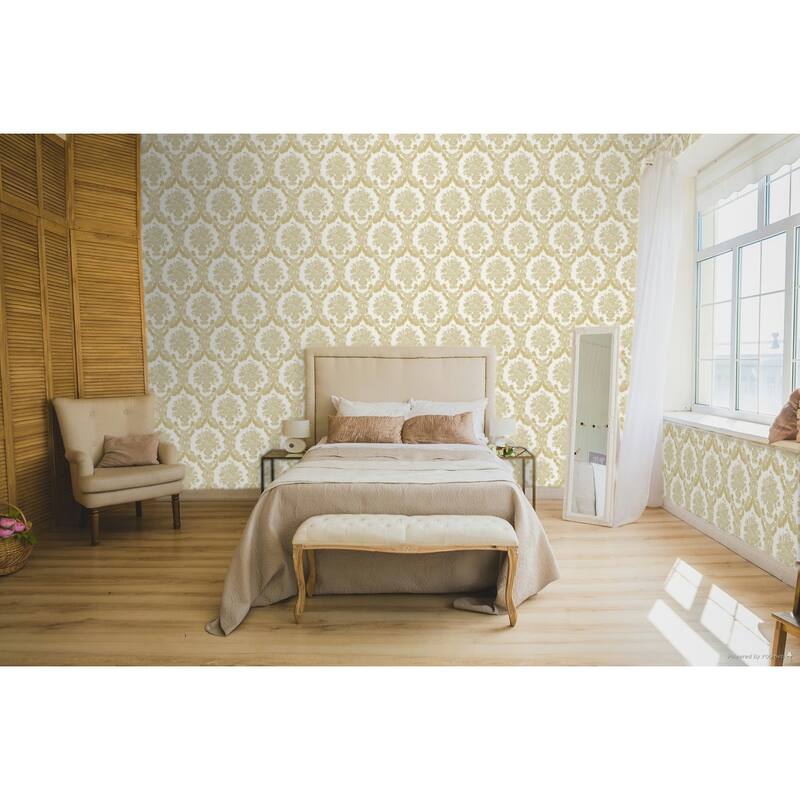 Galerie Wallcoverings Italian Classics 4 Collection Embossed Floral Baroque Damask Vinyl on Non-woven Matte Wallpaper Roll