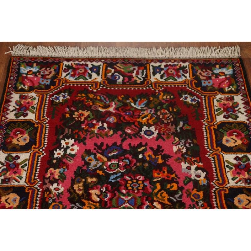 Hand Knotted Oriental 100% Wool Carpet Traditional Floral Pink Bakhtiari Area Rug - 4' 10'' X 3' 6''