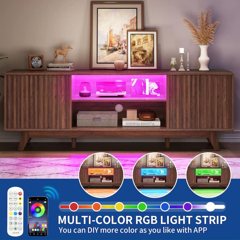 Moasis 59" Mid-Century LED Lighting TV Stand Media Console Entertainment Center for TVs up to 65 Inch