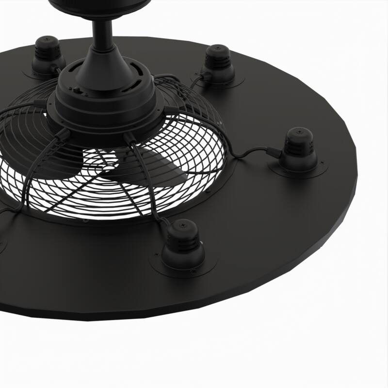 Fanimation Studio Collection Dex 12 inch Black Fandelier Ceiling Fan With LED Lights and Remote