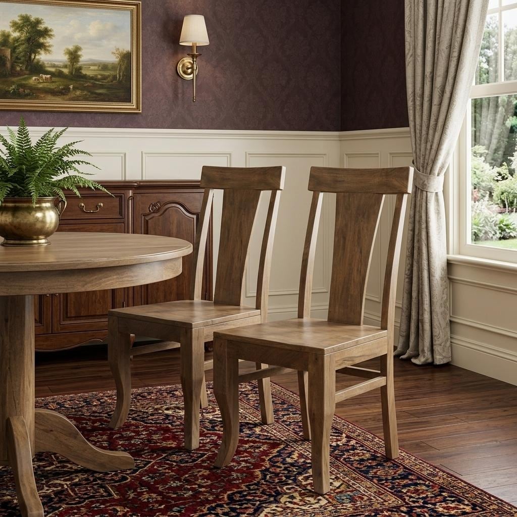 HomeRoots Set of Two Brown Solid Wood Slat Back Dining Side Chairs - 18.00 in. x 39.00 in. x 18.00 in.