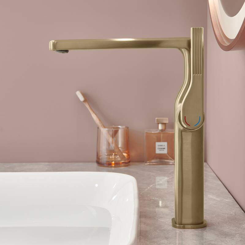 10-1/4"H Solid Brass Single-handle Bathroom Sink Faucet Optional Drain Assembly