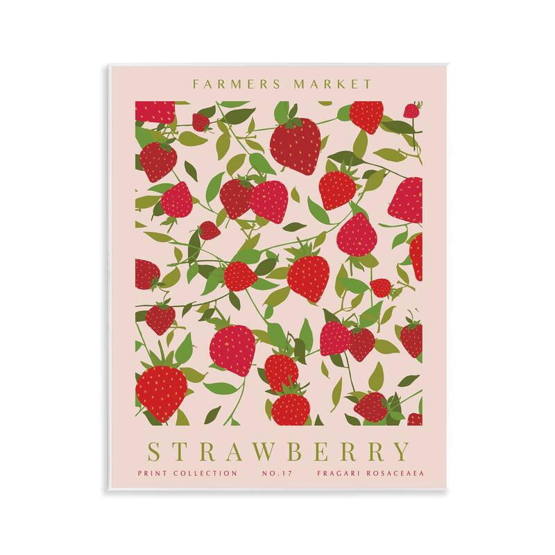 Stupell Strawberry Gallery Print Wall Plaque Art Design By Kamdon Kreations - 11 x 14