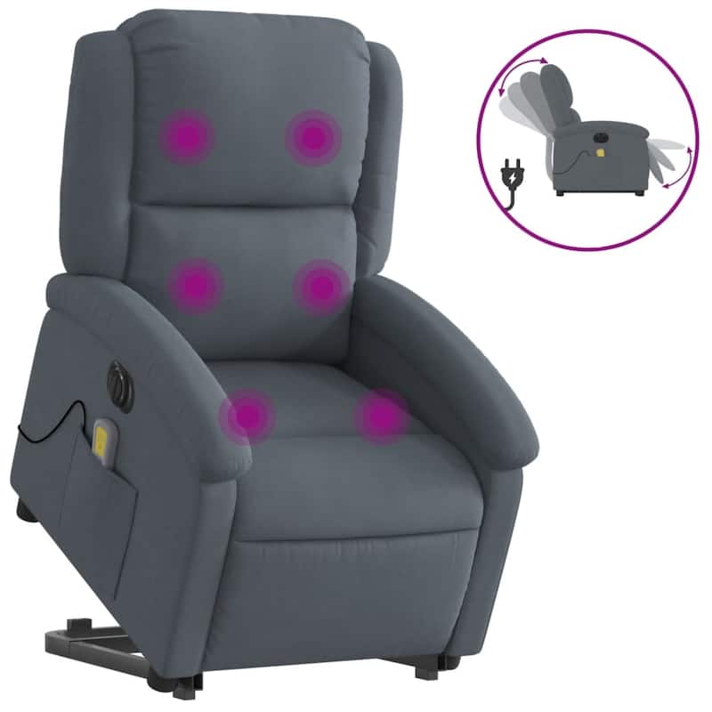 vidaXL Stand up Massage Recliner Chair Power Lift Wingback Armchair Velvet
