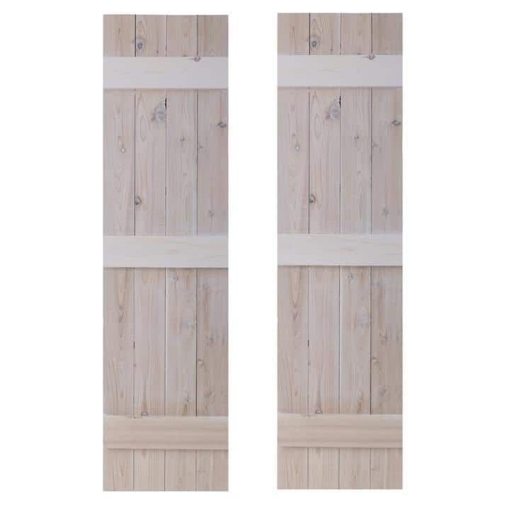 Traditional Board & Batten Exterior Shutters Pair - 72" - Whitewash