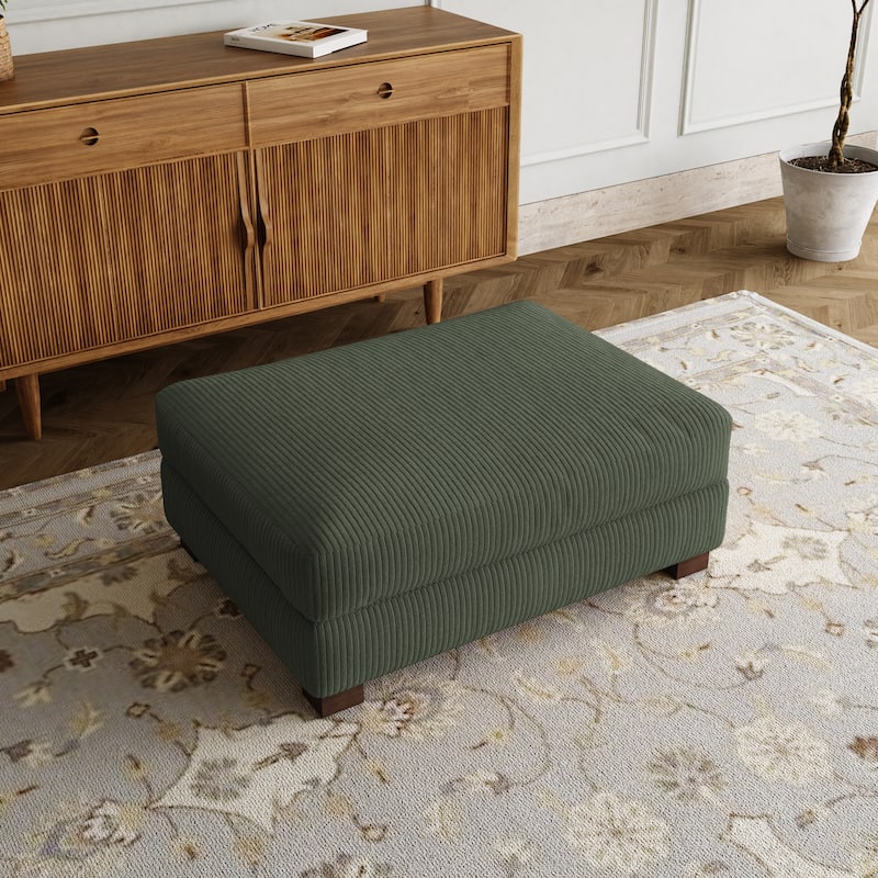 Rectangle Corduroy Ottoman for Living Room - Green
