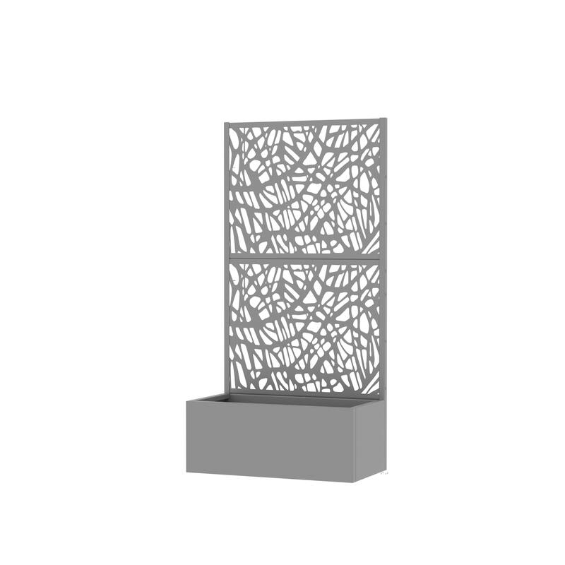 Metal Galvanized Planter Box with Trellis Privacy Screen Lockable Wheels