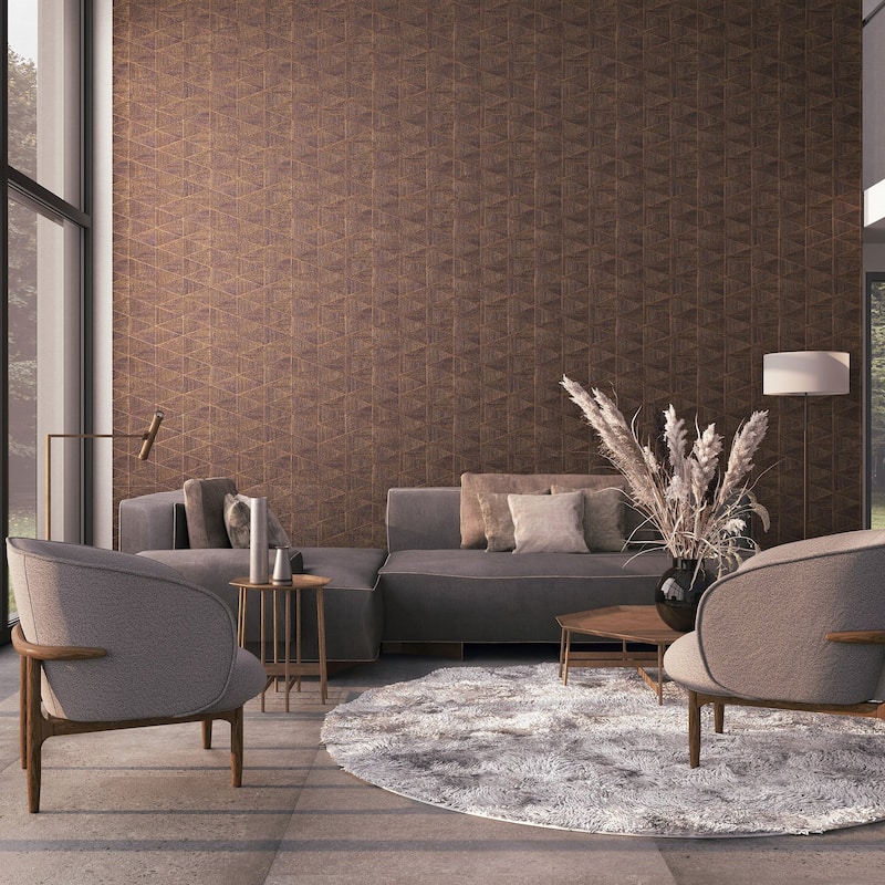 Galerie Wallcoverings Woods and Wicker Collection Triangular Wood Tile Matte Finish Vinyl on Non-woven Wallpaper Roll
