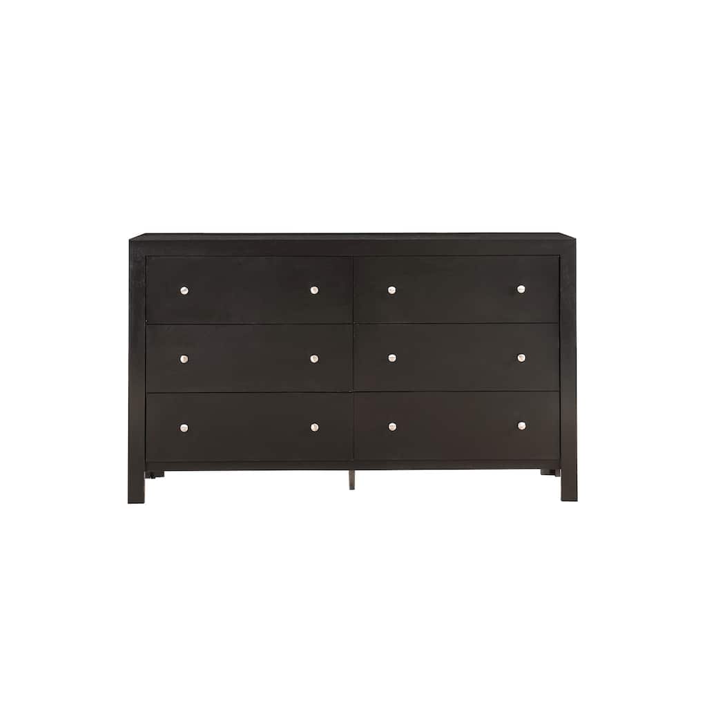 6-Drawer Black Double Dresser with Wide Storage, Sleek Modern Look, and Smooth Glide Drawers for Organized Spaces