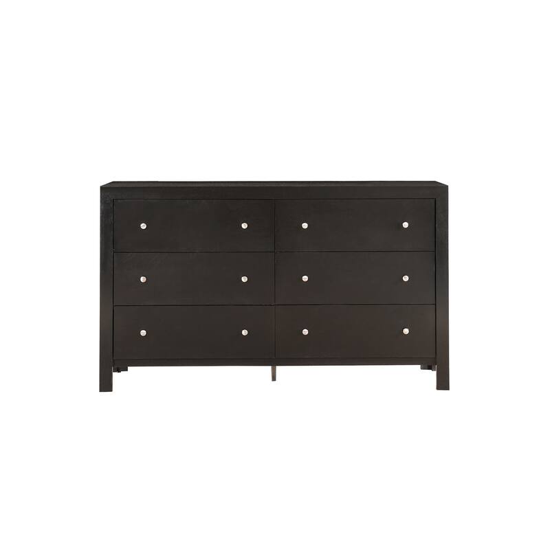 6-Drawer Black Double Dresser with Wide Storage, Sleek Modern Look, and Smooth Glide Drawers for Organized Spaces