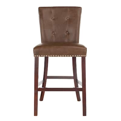 SAFAVIEH 29.5-inch Taylor Bar Stool - Brown / Espresso (Set of 2) - 20" x 26.5" x 44.5"
