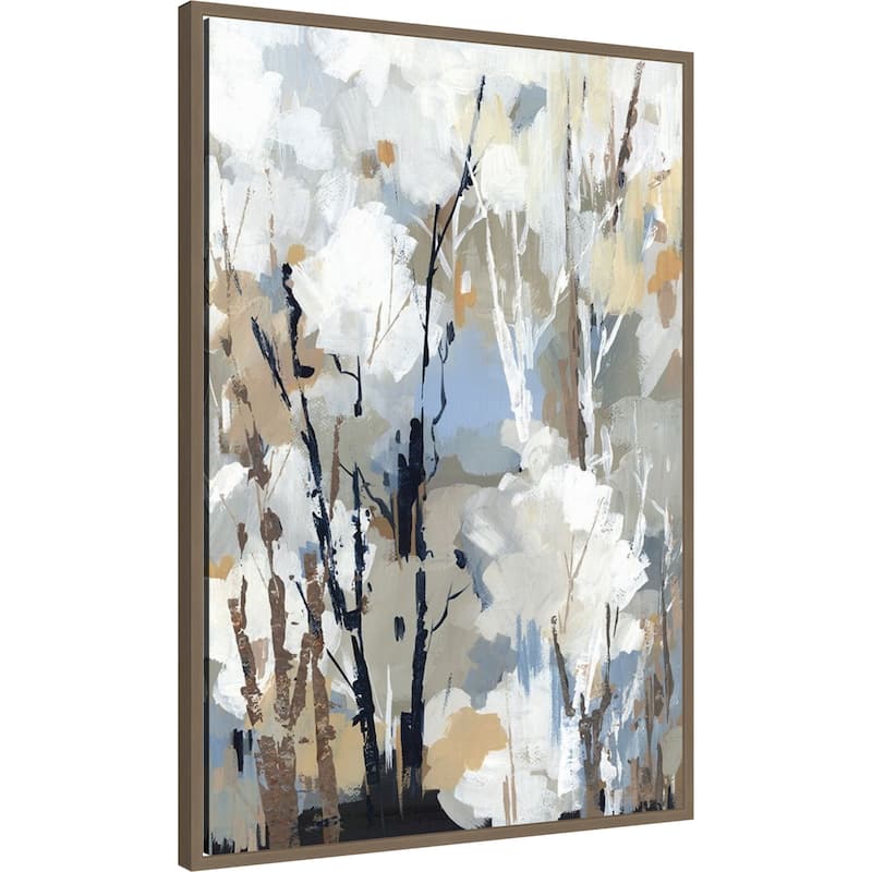 Silversong Birch II by Lera Framed Canvas Wall Art Print - Sylvie Dark Gold