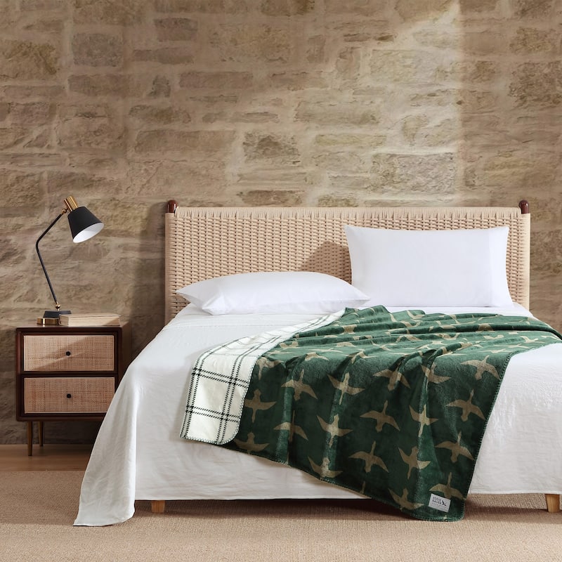 Eddie Bauer Printed Reversible Ultra Soft Plush Throw Blanket