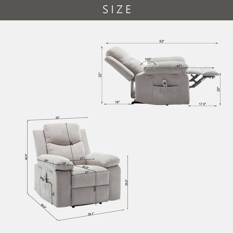 Power Recliner Chair with Adjustable Massage Function